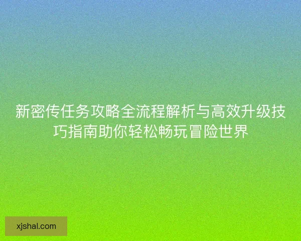 新密传任务攻略全流程解析与高效升级技巧指南助你轻松畅玩冒险世界